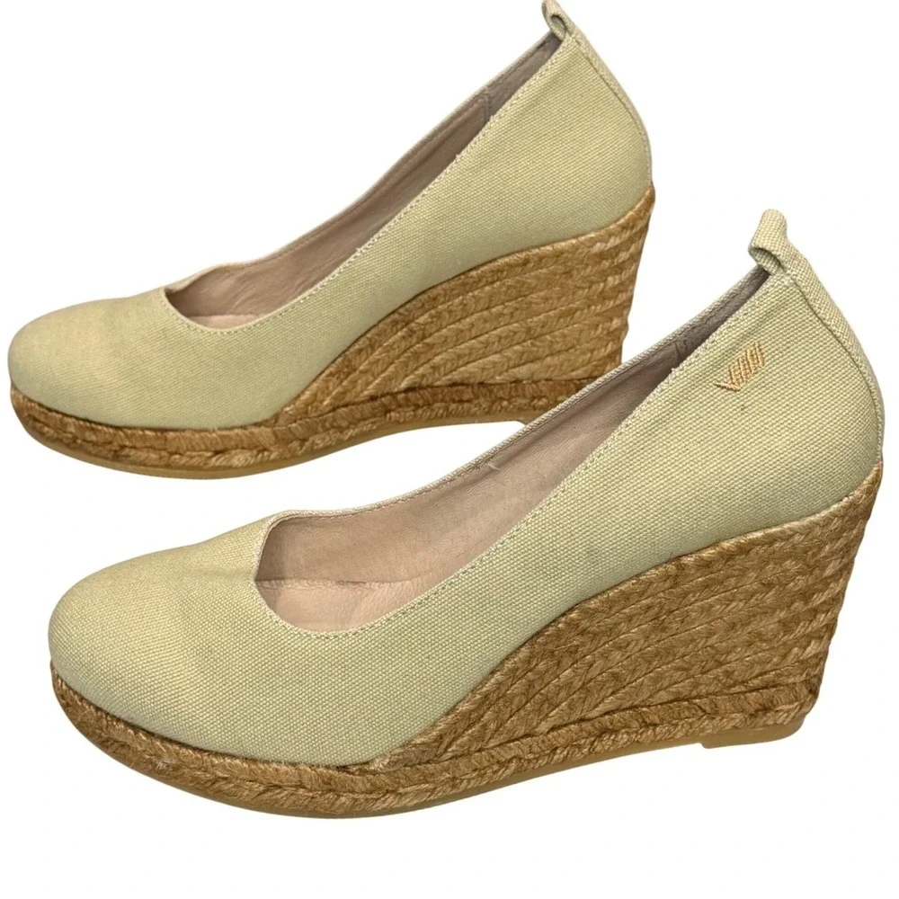 Viscata Barcelona Marquesa Canvas Espadrille Wedge Pump 40 US 9 Beige Echo Spain